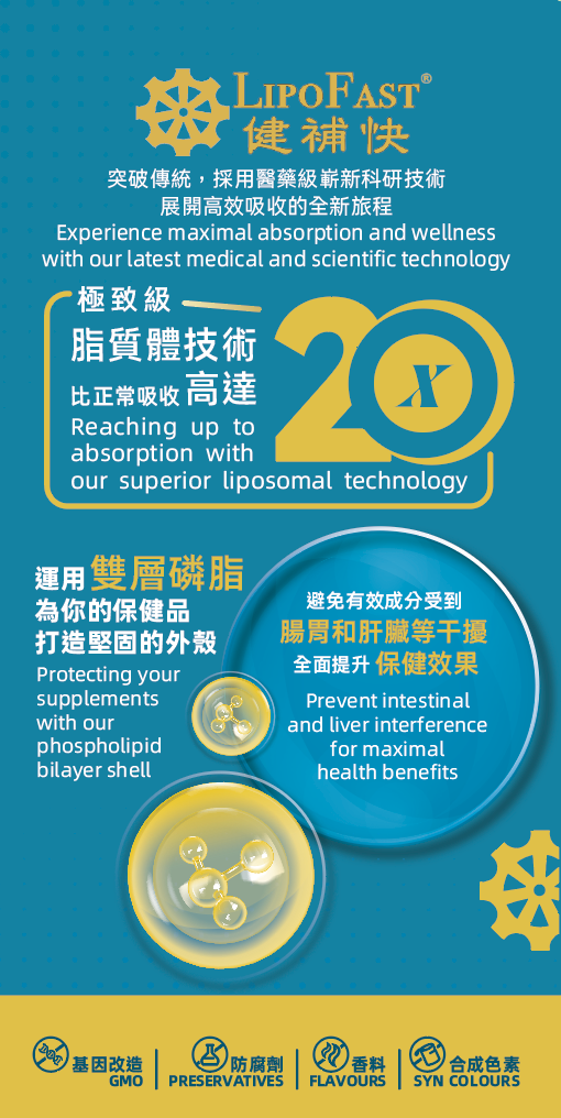 LipoFast. Maximal absorption. Liposomal technology. medical and scientific technology.