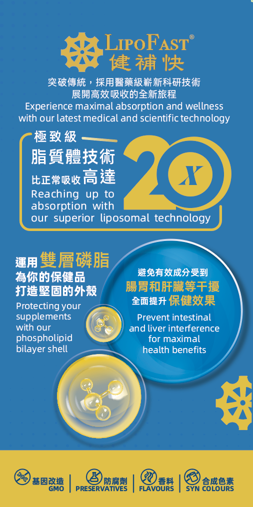 LipoFast. Maximal absorption. Liposomal technology. medical and scientific technology.