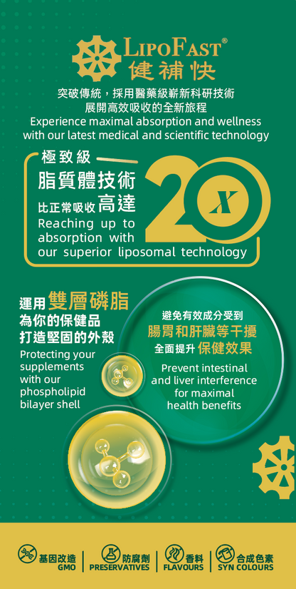 LipoFast. Maximal absorption. Liposomal technology. medical and scientific technology.