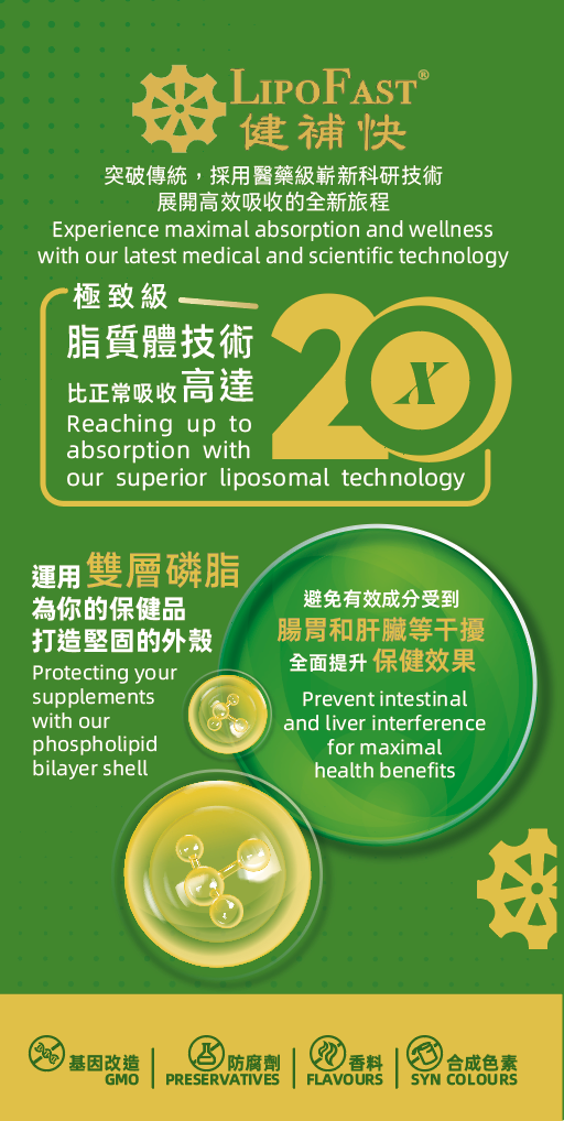 LipoFast. Maximal absorption. Liposomal technology. medical and scientific technology.