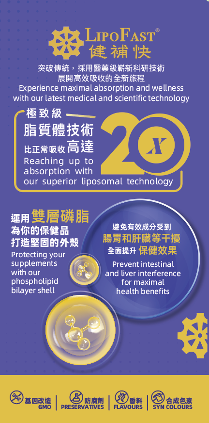 LipoFast. Maximal absorption. Liposomal technology. medical and scientific technology.