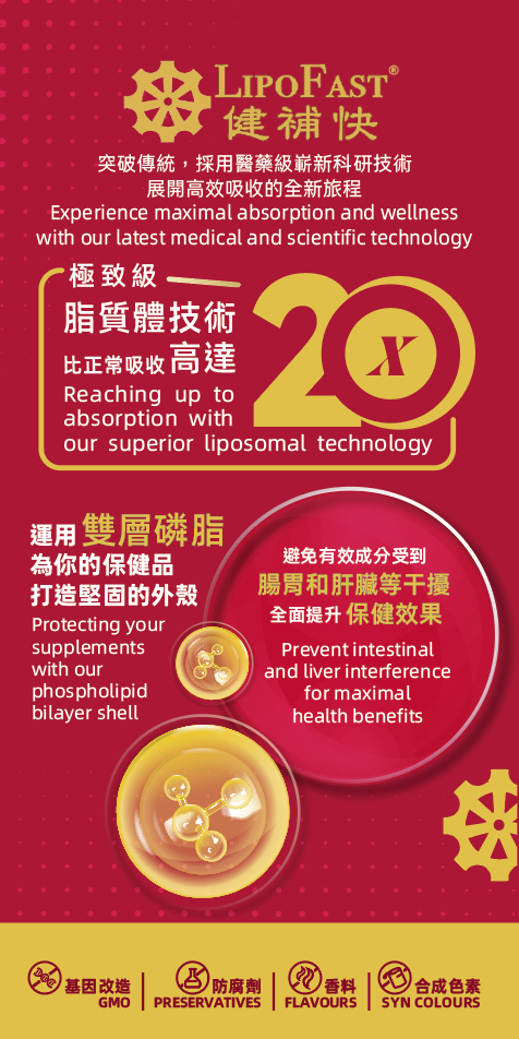 LipoFast. Maximal absorption. Liposomal technology. medical and scientific technology.