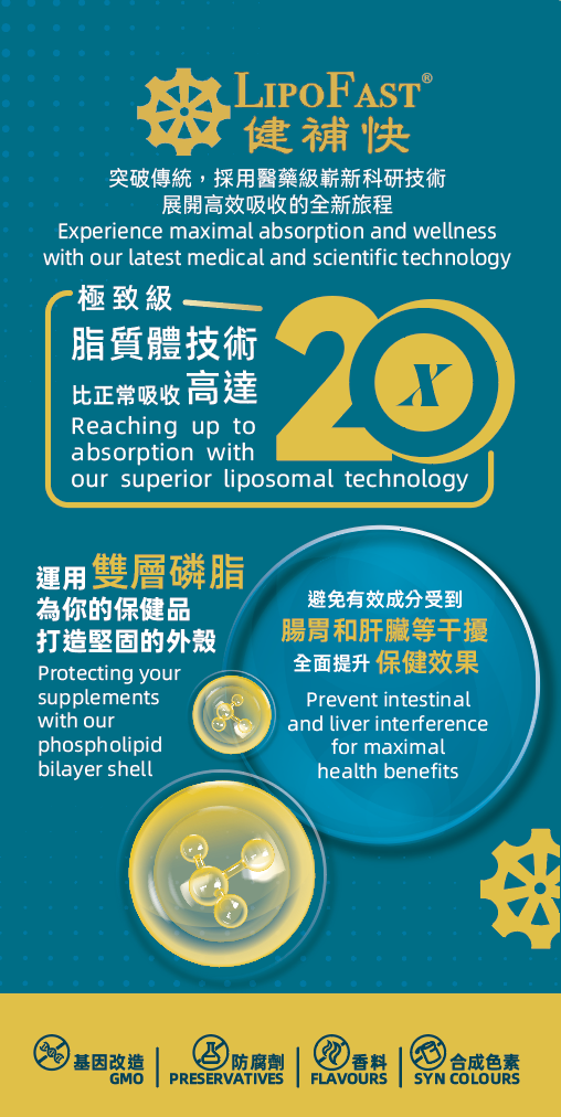 LipoFast. Maximal absorption. Liposomal technology. medical and scientific technology.