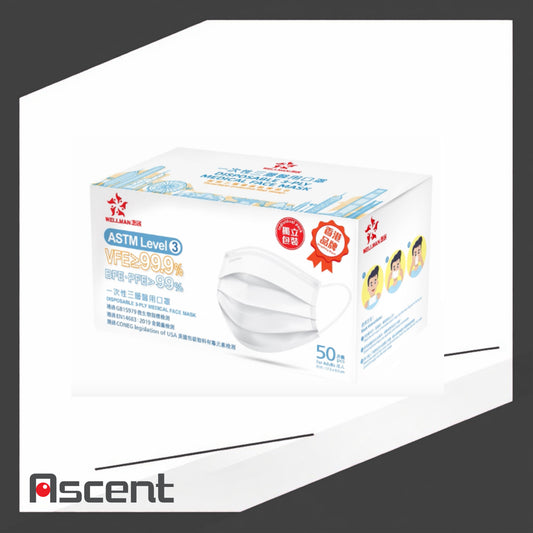 Wellman ASTM Level 3 Adult White Medical Face Mask 50 Pieces